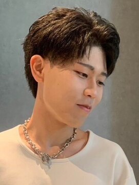 メンズサロン ブロック(Men's Salon bloc) ニュアンスパーマ 波巻きパーマ 韓国風パーマ アップバング 黒髪