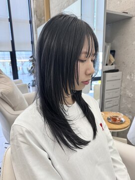 ソワネ 表参道(soigne) 表参道ハイライト髪質改善ミディアムレイヤーアッシュグレー40代