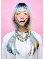 PELE原宿/ブリーチなしダブルカラー/ハイトーン/ケアブリーチ【３月上旬OPEN(予定)】&nbsp;着物ヘア/ダークアッシュ/ミディアムレイヤーカット/原宿