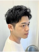 メンズビジネスツーブロック爽やかアップバング理容室髪質改善