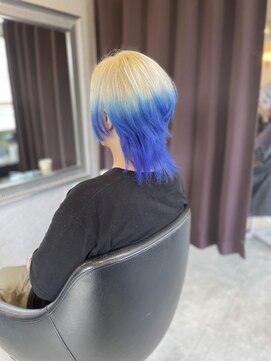 ヴァンクラウドコウベ(VENT CLOUD KOBE) 20代30代ハイトーンブルー立体感ブリーチグラデーションカラー