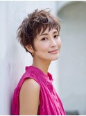 ☆ホワイトグレージュミニウルフデジタルパーマチェリーブラウン