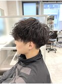 サイドシルエット　パーマスタイル