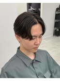 ダークアッシュニュアンスパーマ韓国マッシュベリーショート