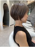 表参道髪質改善カラーウルフショートボブアッシュグレージュ40代