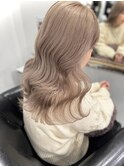 ミルクティーグレージュ×ゆる巻き艶髪ミディアム_6