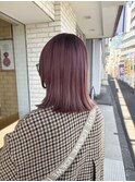 20代30代外ハネミディ/イルミナカラーピンク/髪質改善