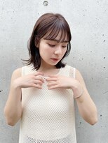 くらげ美容院 武蔵小杉&nbsp;外ハネミディ×ショコラブラウン