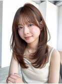 韓国ヘアフェイスフレーミング暗めカラー顔周りレイヤー_F30977