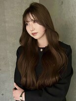 ヨーク(YOKE) ロングレイヤーくびれヘア韓国ヘアダブルカラーヘーゼルベージュ