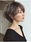 大人可愛い40代50代くびれショートボブ丸みショート