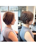 40代50代ハイライト銀座白髪ぼかしひし形くびれショートE