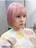 ピンクラベンダーピンクカラーピンクベージュハッシュボブ韓国