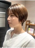 丸みショート/アッシュべージュ