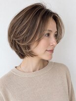トリッカ 代官山(tricca)&nbsp;丸みショートボブ/白髪ぼかしハイライト/40代/レイヤーカット