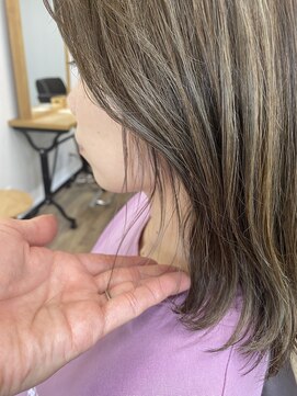 サンセット(sunset) 薄いラベンダー、イヤリング、ハイライト、アッシュ、カット