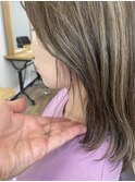 薄いラベンダー、イヤリング、ハイライト、アッシュ、カット