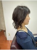 ★斜めバング グレージュカラー デザインカラーシルキーベージュ