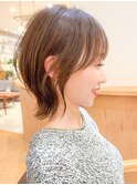 大人可愛い20代30代40代小顔ウルフレイヤーボブ外ハネくびれボブ