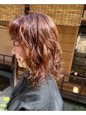 しっかりパーマ×暖色カラー