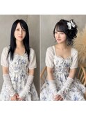 シンプルロングから華やかアップスタイルへ