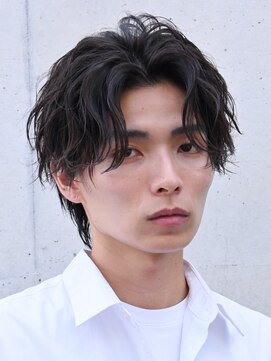 テン 心斎橋(tenn.) 心斎橋シャドウパーマメンズマッシュセンターパート緩め強め30代