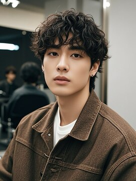 エイチ メンズ(H) ツイストスパイラルパーマフェードシャドウパーママンバンヘア