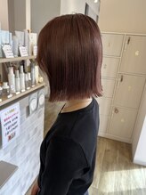 ジュエ ヘアー デザイン(Jue hair design)&nbsp;夏のぷつっと切りっぱなしボブ/ピンクブラウン/知立