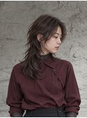 ロングウルフレイヤー×ウェーブパーマ