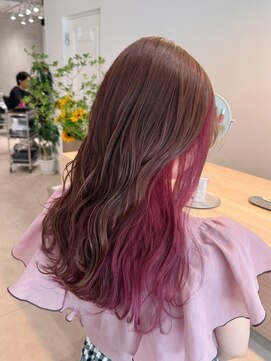 カエラ(kaela) 【kaela satomi】インナーカラーピンク/ミルクティーベージュ