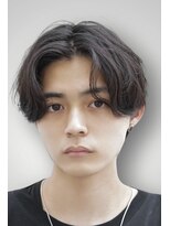 ゼンコー アオヤマ(ZENKO Aoyama)&nbsp;黒髪×センターパート×スパイラルパーマ【メンズ/パーマ】