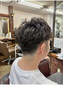 アップバングショート/メンズパーマ