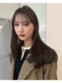 顔周りレイヤーカットロングレイヤーボブ韓国ヘアハッシュカット