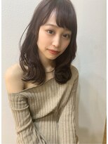アフロート ツヤ感モーブバイオレットゆるふわセミディ