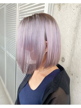 ガルボ ヘアー(garbo hair) #オススメ#ケアブリーチ#ハイトーン#ボブ#パープルカラー