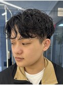 シャドウパーマ/センターパート/くせ毛風