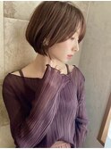 丸みショートボブ/小顔/韓国/モカブラウン