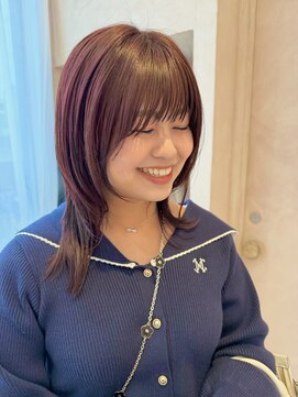 オン キャナルシティ博多前店(on) 【中里恵梨】レイヤー/ミディアム/ボルドーカラー/顔周り/20代