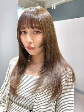 アム(amu) ワンカールレイヤー/レイヤーロング/オリーブベージュ/髪質改善