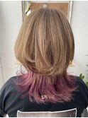 ミルクティーベージュマッシュウルフ☆インナーカラー