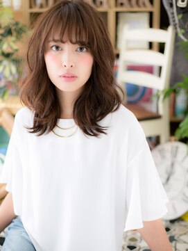 カバーヘア ブリス 川口(COVER HAIR bliss) 斜めバング小顔くせ毛風グレーベージュミディc6川口20代30代40代