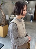 グレージュ×ミニボブ