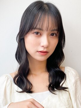 暗髪韓国風美人レイヤーパーマ×アッシュカラー透明感UP！