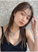 渋谷顔周りレイヤーカットレイヤーウルフミルクティーベージュ