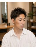 メンズビジネスリクルート毛流れショートアップバング