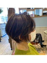 カットとトップふんわりパーマで小顔に