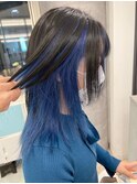 インナーカラー（ネイビーブルーカラー×ブラック）