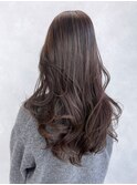 ロングレイヤーカット_斜めバンググレージュカラー_ba440082