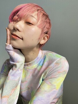 メデル(mederu) 丸みショートボブショートカットピンクハイトーンカラー