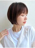 大人ショート前髪ありひし形丸みボブ丸顔絶壁面長K20240808